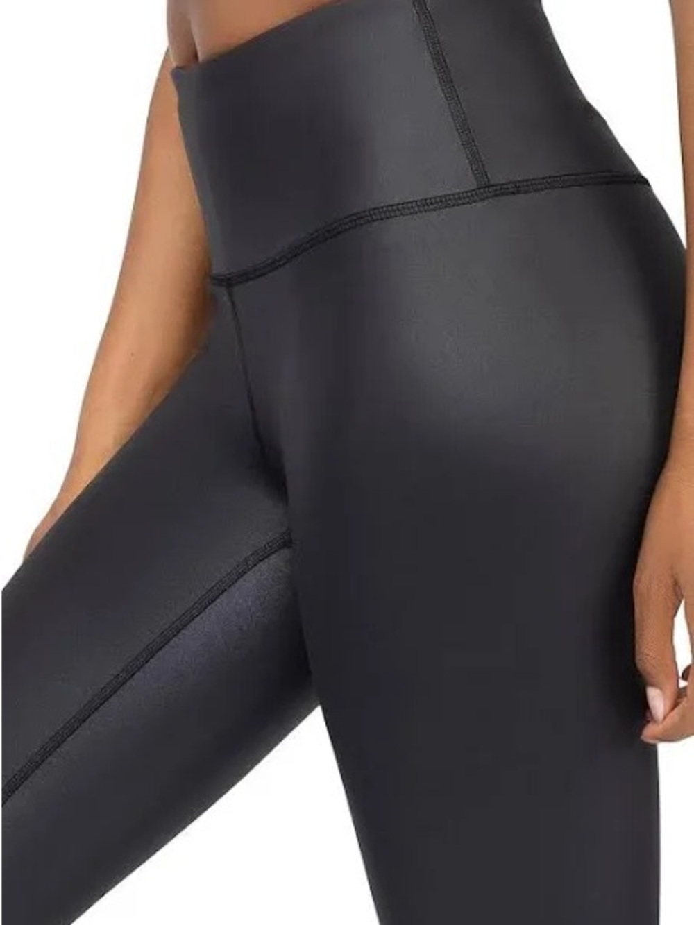 90 Degree By Reflex High Waist High Shine Faux Leather Disco Ankle Leggings